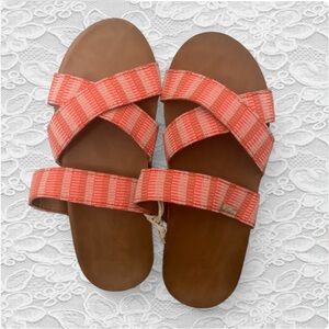 Women’s Coral Striped Slide Sandals - Casual Summer Comfort